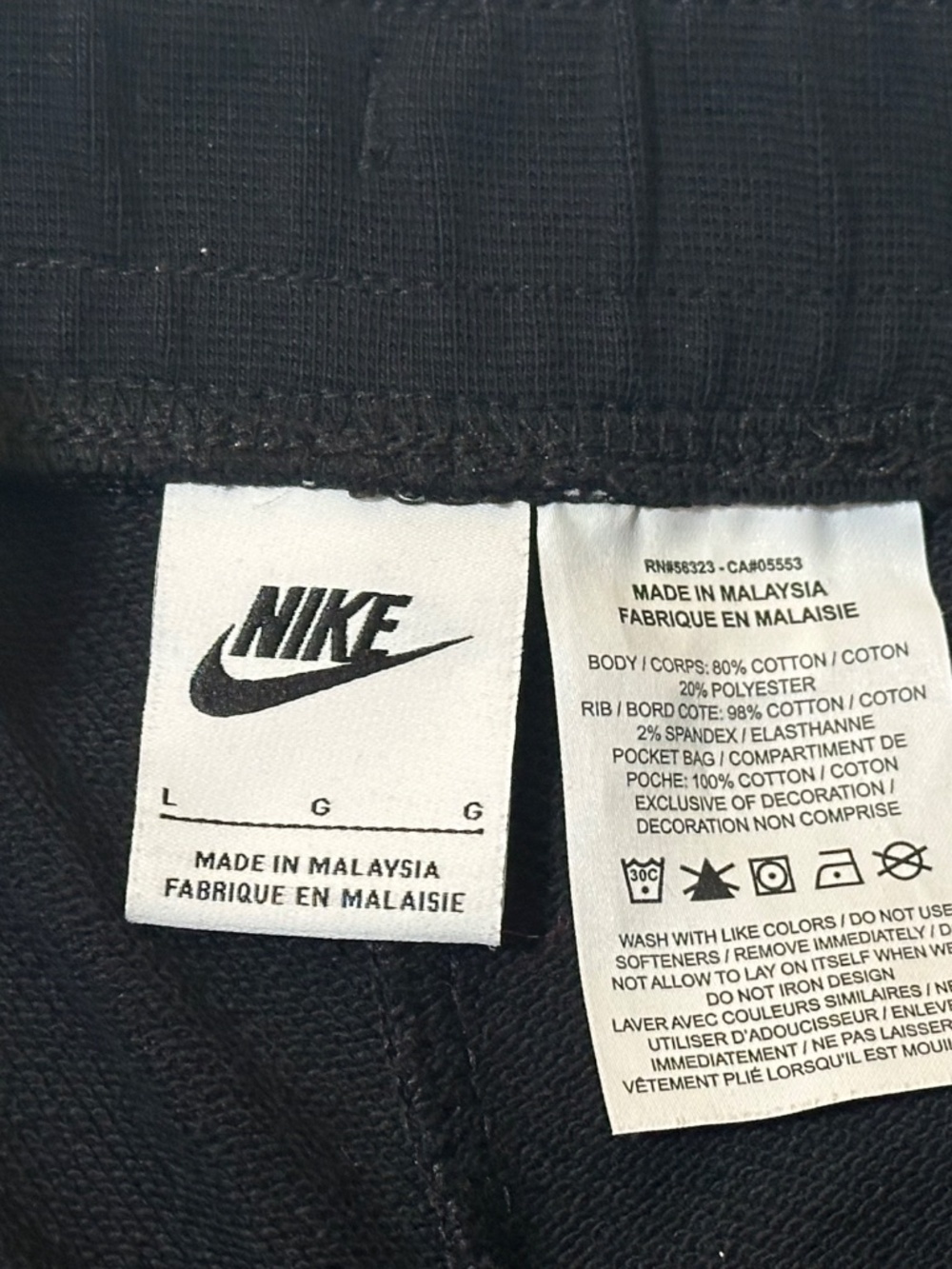 Nike Girls Black Fleece Shorts Youth Large Embroidered Logo Pockets Cotton - Picture 7 of 9